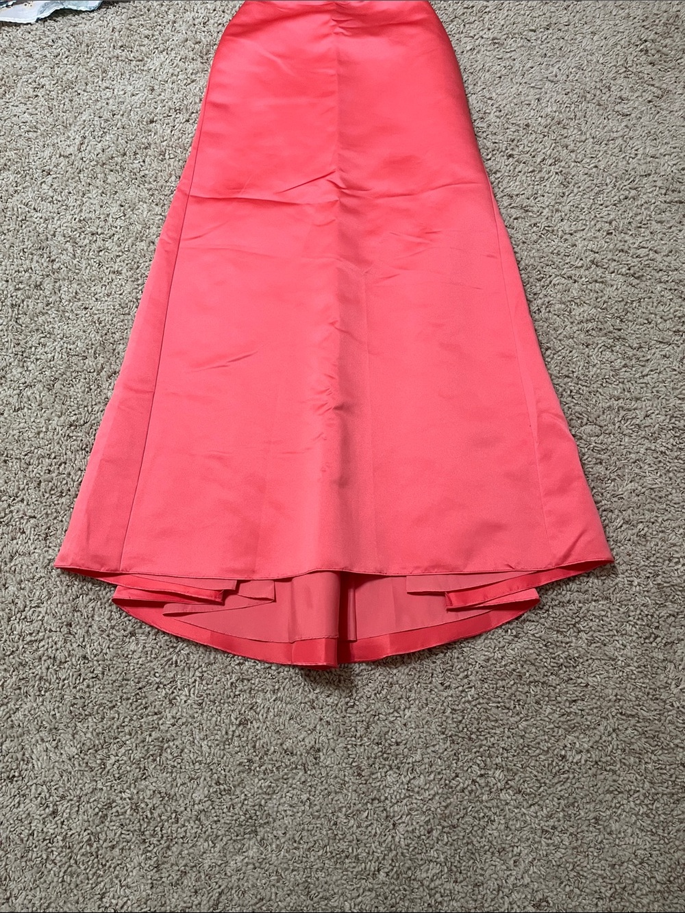 Pinky Coral maxi High-Low Satin Skirt